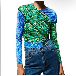 Multi color Zara draped print top